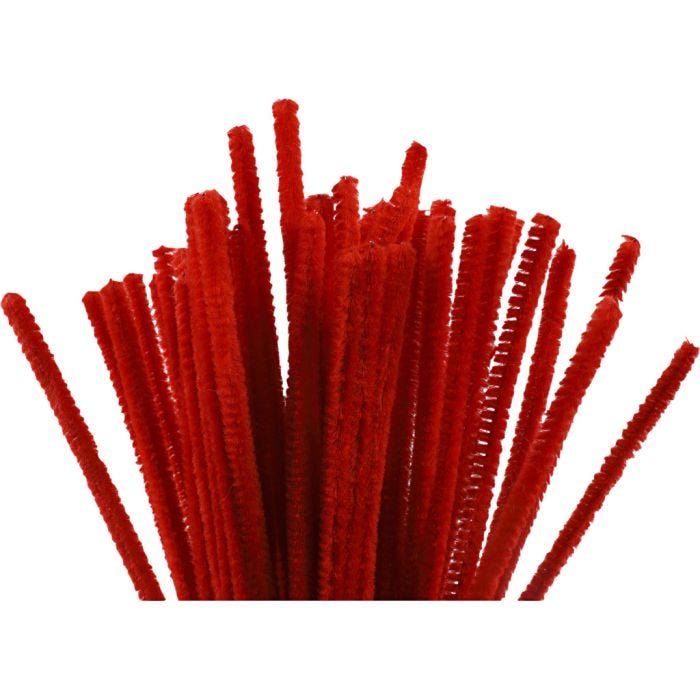 Chenille, 30 cm, 6 mm, red, 50pc/ 1 pack