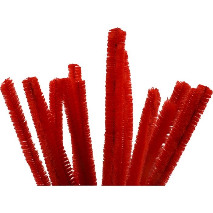Chenille, L: 30 cm, thickness 15 mm, red, 15 pc/ 1 pack