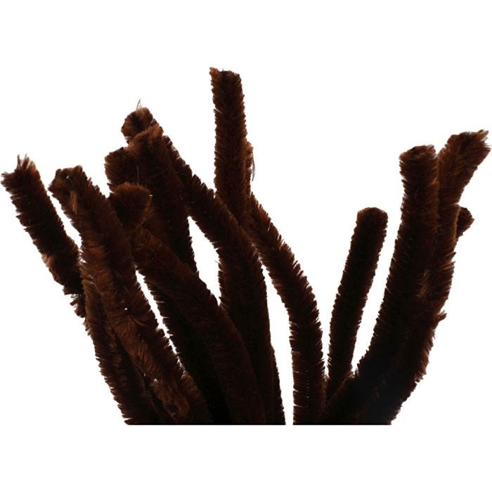 Chenille, 30 cm, 15 mm, brown, 15pc/ 1 pack