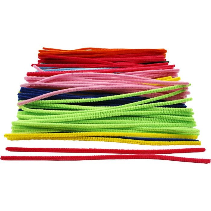 Chenille, 30 cm, 6 mm, assorted colours, 200asstd./ 1 pack