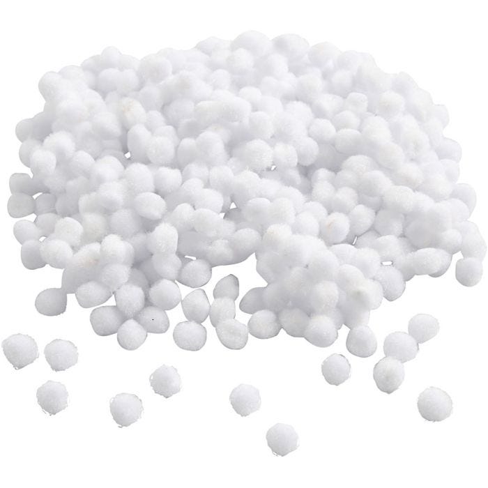 Pompoms, 5 mm, white, 550pc/ 1 pack