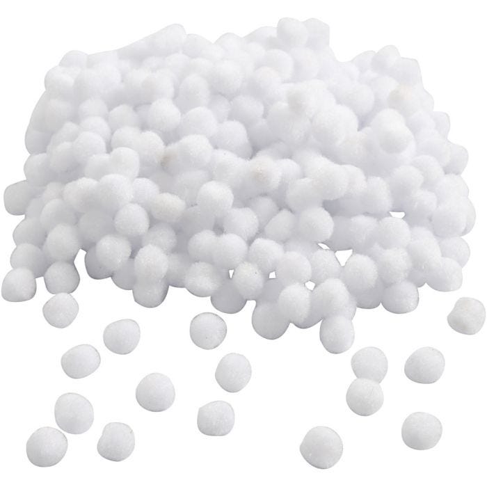 Pompoms, 10 mm, white, 450pc/ 1 pack