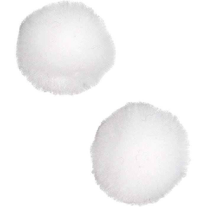 Pompoms, dia. 20 mm, white, 100 pc/ 1 pack