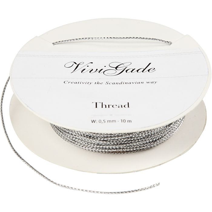 Thread, 0,5 mm, silver, 10m/ 1 roll