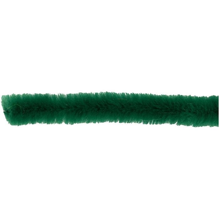Chenille, L: 30 cm, thickness 9 mm, dark green, 25 pc/ 1 pack