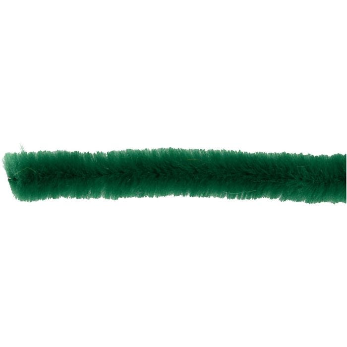 Chenille, L: 30 cm, thickness 15 mm, dark green, 15 pc/ 1 pack