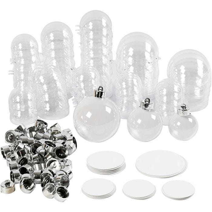 Baubles to Decorate, dia. 5+6+8 cm, 60pc/ 1 pack