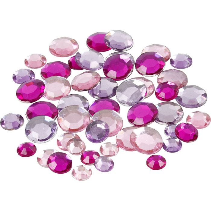 Rhinestones, round, size 6+9+12 mm, purple, 360 pc/ 1 pack
