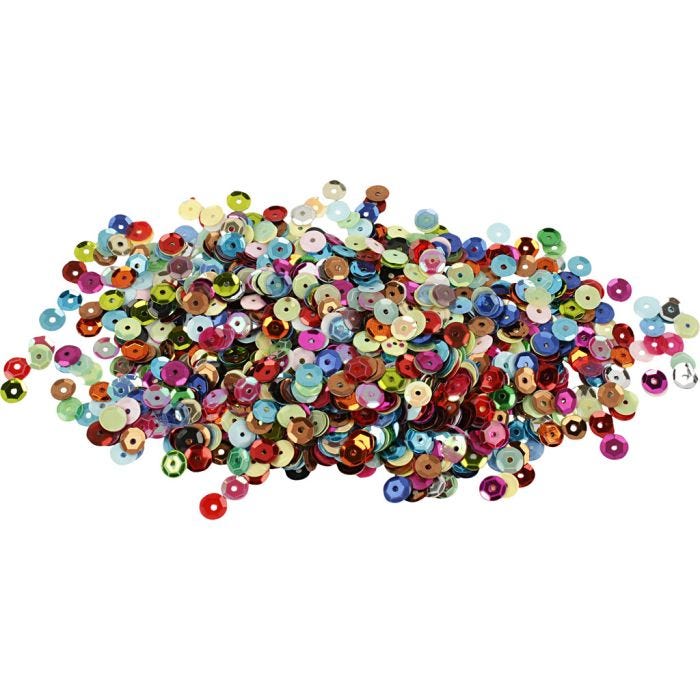 Sequins, round, size 6 mm, 100 g/ 1 pack