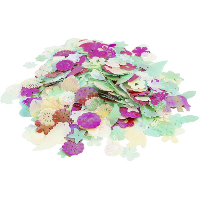 Sequins, size 15-45 mm, mother of pearl colours, 400 g/ 1 pack