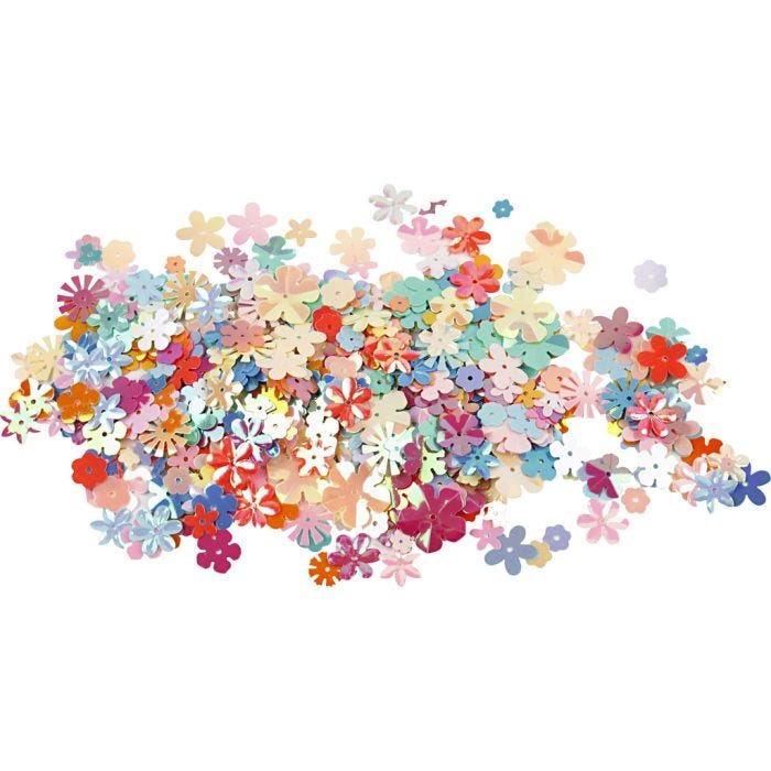 Sequins, size 6-20 mm, pastel colours, 250 g/ 1 pack
