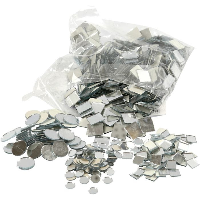 Mirror Mosaic Tiles, dia. 10-18 mm, thickness 2 mm, 1900 pc/ 1 pack
