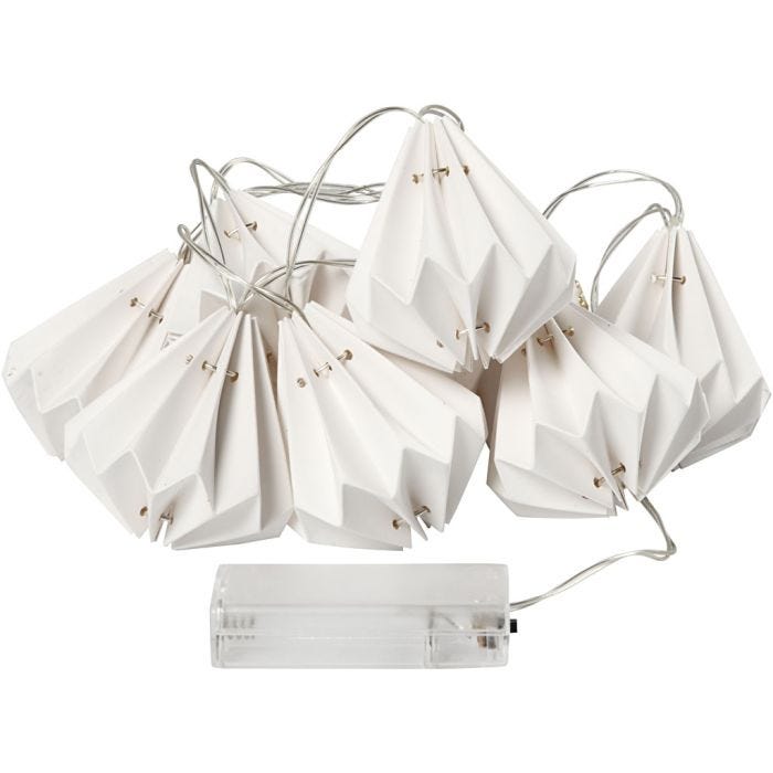 LED Light String with Lampshades, 80 mm, 100 cm, 65 mm, white, 1 pc