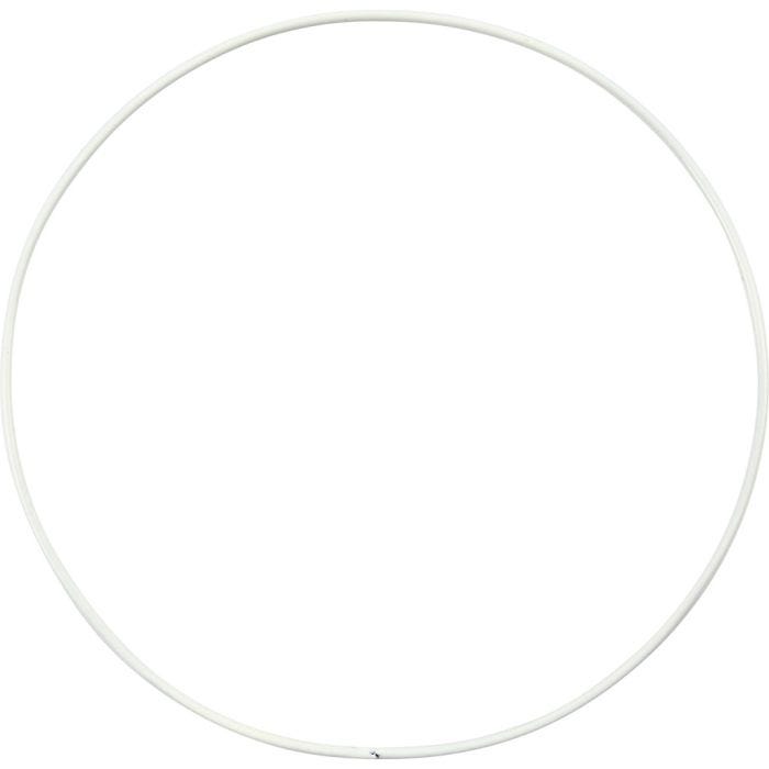Metal Wire Ring, dia. 15 cm, thickness 2 mm, white, 10 pc/ 1 pack