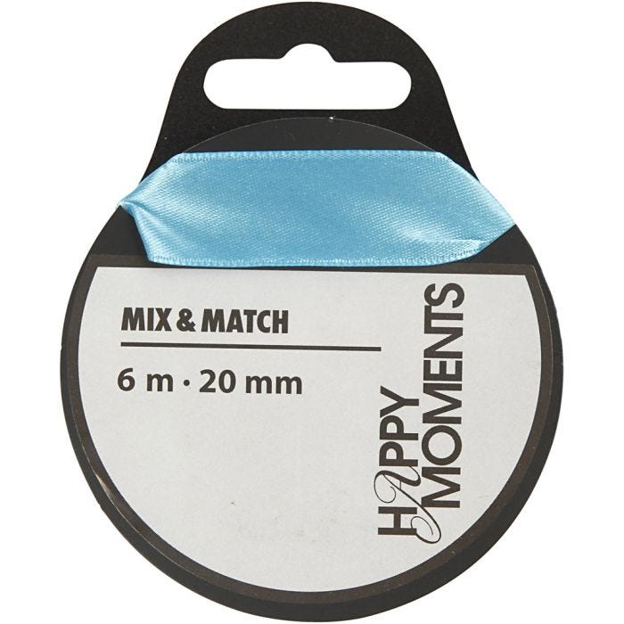 Satin Ribbon, W: 20 mm, light blue, 6 m/ 1 roll