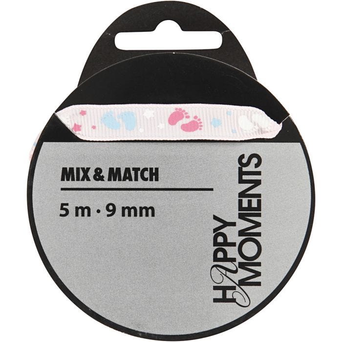 Decorative Ribbon, W: 9 mm, rose, 5 m/ 1 roll