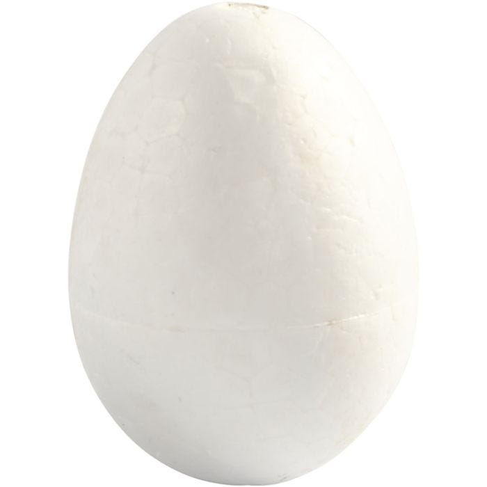 Polystyrene Eggs, H: 6 cm, white, 5 pc/ 1 pack