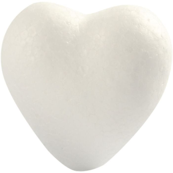Heart, H: 6 cm, D. 3 cm, W: 6 cm, white, 5 pc/ 1 pack