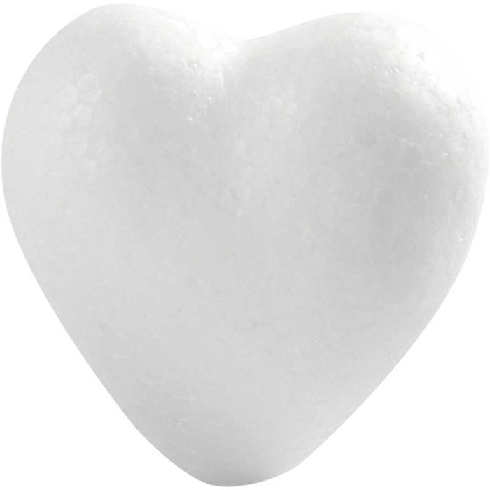 Heart, H: 6 cm, D. 3 cm, white, 50 pc/ 1 pack