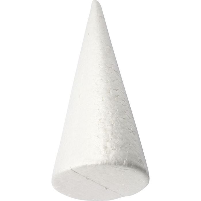 Cone, H: 25 cm, dia. 10 cm, white, 1 pc