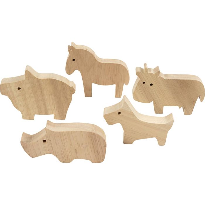 Wooden Animals, Farm, H: 4,5-8,7 cm, thickness 2 cm, 10 pc/ 1 pack