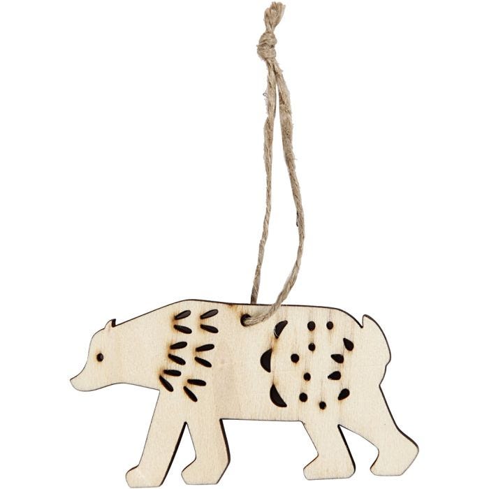 Ornament, polar bear, H: 4,5 cm, D. 0,5 cm, W: 7,5 cm, 4 pc/ 1 pack