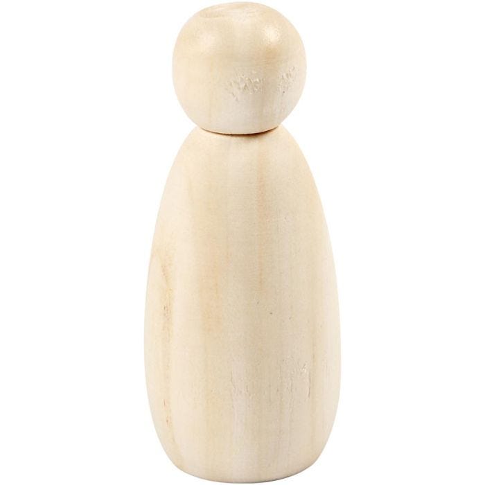 Wooden Figure Body, H: 8 cm, dia. 3,8 cm, 3 pc/ 1 pack