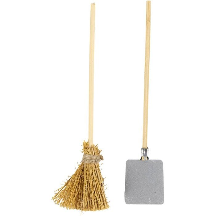 Shovel and broom, L: 11 cm, 1 pack