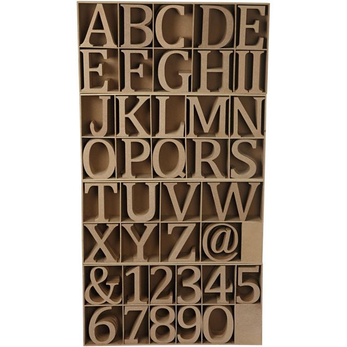 Wooden Letters, Numbers And Symbols, H: 13 cm, thickness 2 cm, 160 pc/ 1 pack