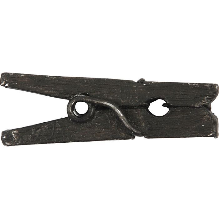 Mini Clothes Peg, L: 25 mm, W: 3 mm, black, 36 pc/ 1 pack