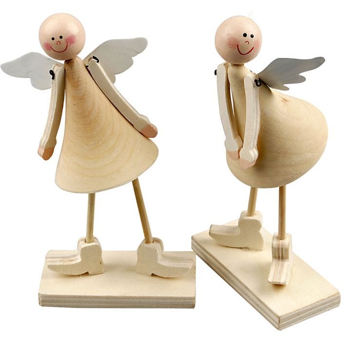 Wooden Cone Angels, H: 15 cm, 2 pc/ 1 pack