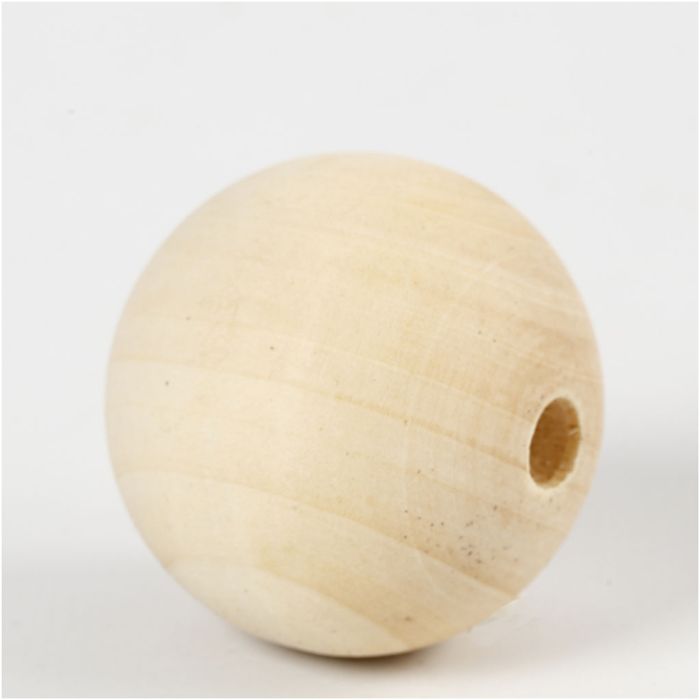 Wooden Bead, dia. 40 mm, hole size 7 mm, 6 pc/ 1 pack
