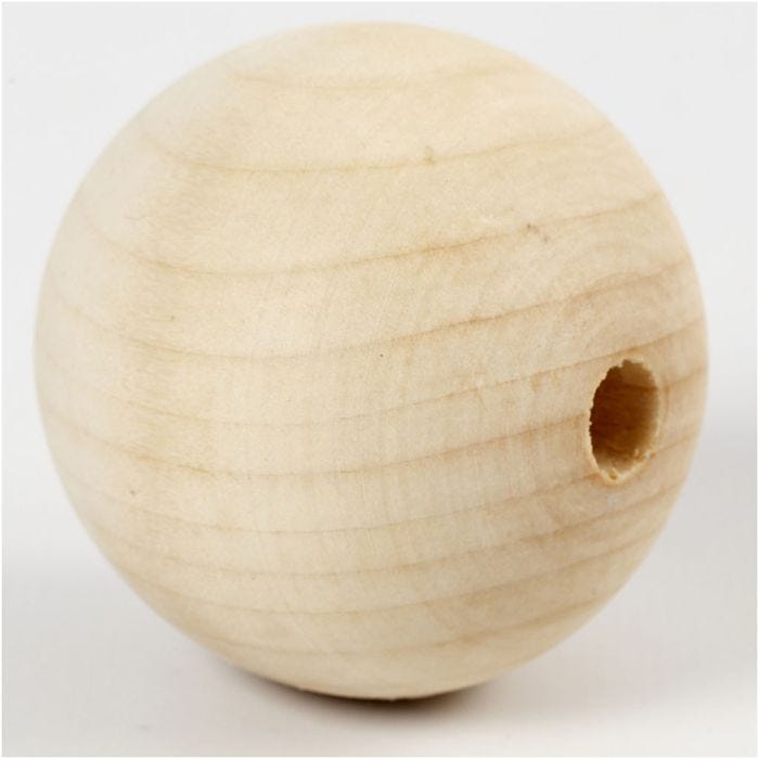 Wooden Bead, dia. 50 mm, hole size 8 mm, 4 pc/ 1 pack