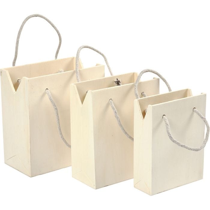 Bag With Handle, H: 12+14+16 cm, D. 5+7+9 cm, W: 16+16,5+18 cm, 3pc/ 1 set