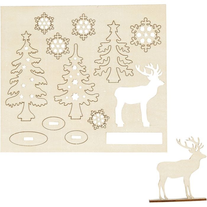 Self-assembly Figures, forest with roe deers, 15,5 cm, 17 cm, 3 mm, 1 pack