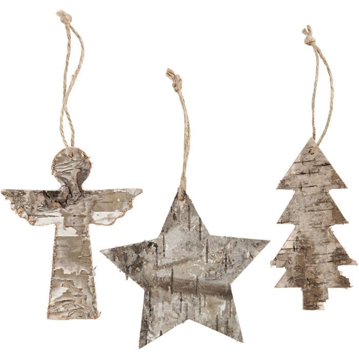 Christmas ornaments, H: 10 cm, W: 8 cm, 3 pc/ 1 pack