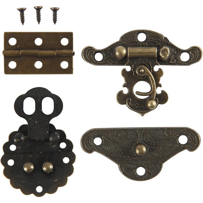Mini Fittings, size 30-35 mm, antique gold, 10 set/ 1 pack