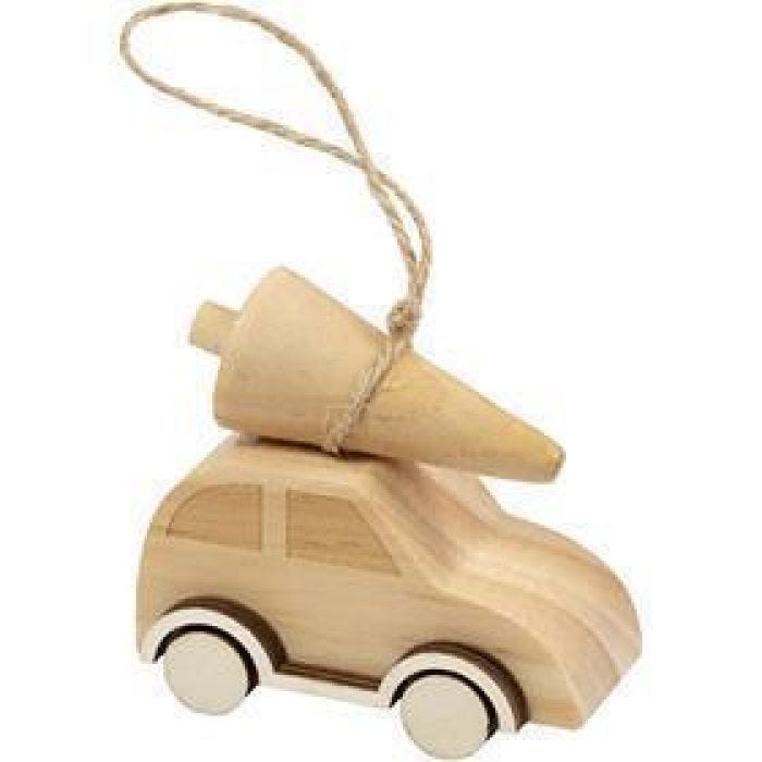Car with Christmas tree, H: 6 cm, L: 6 cm, W: 3,5 cm, 1 pc