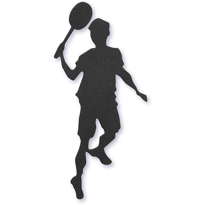 Cardboard Emblem, Tennis player, size 40x90 mm, black, 10 pc/ 1 pack