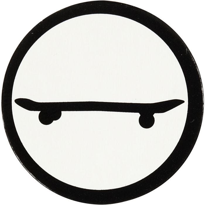 Cardboard Emblem, skateboard, dia. 25 mm, white/black, 20 pc/ 1 pack