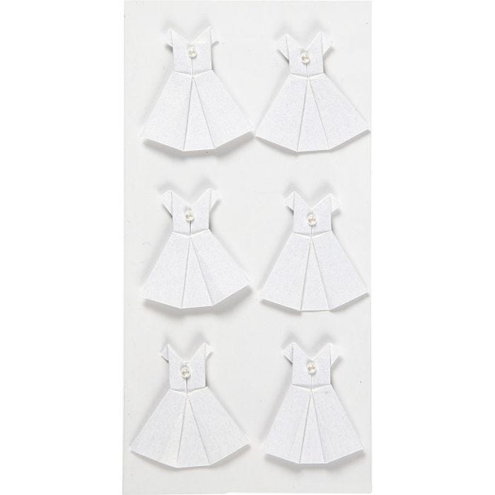 Stickers, dress, size 35x31 mm, white, 6 pc/ 1 pack