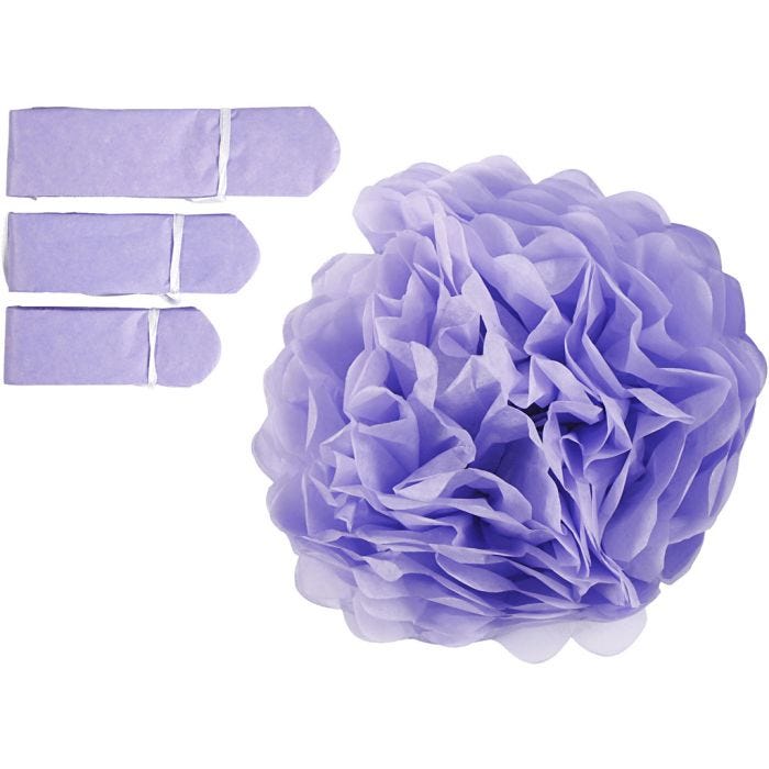 Tissue Pompons, dia. 20+24+30 cm, 16 g, purple, 3 pc/ 1 pack