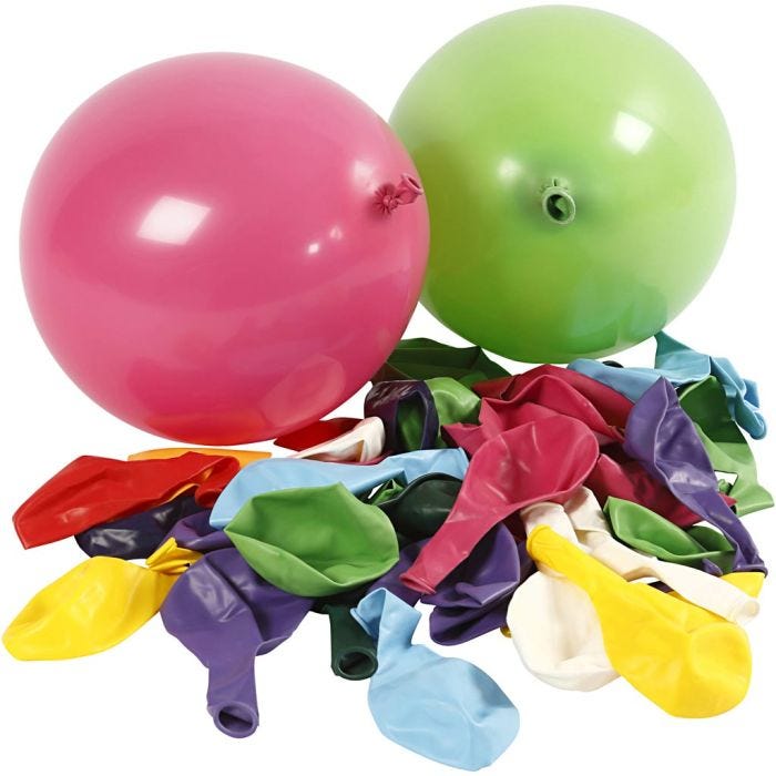 Balloons, Round, dia. 23 cm, assorted colours, 100 pc/ 1 pack