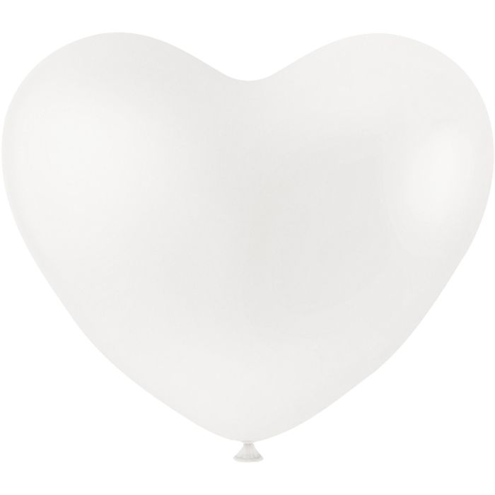 Balloons, hearts, white, 8pc/ 1 pack
