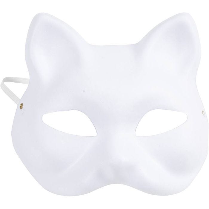 Cat Mask, 17,5 cm, 18,5, white, 1 pc