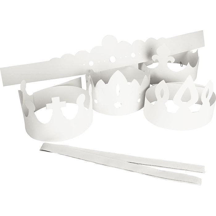 Crowns, H: 10-16,5 cm, L: 60 cm, 230 g, white, 5 pc/ 1 pack