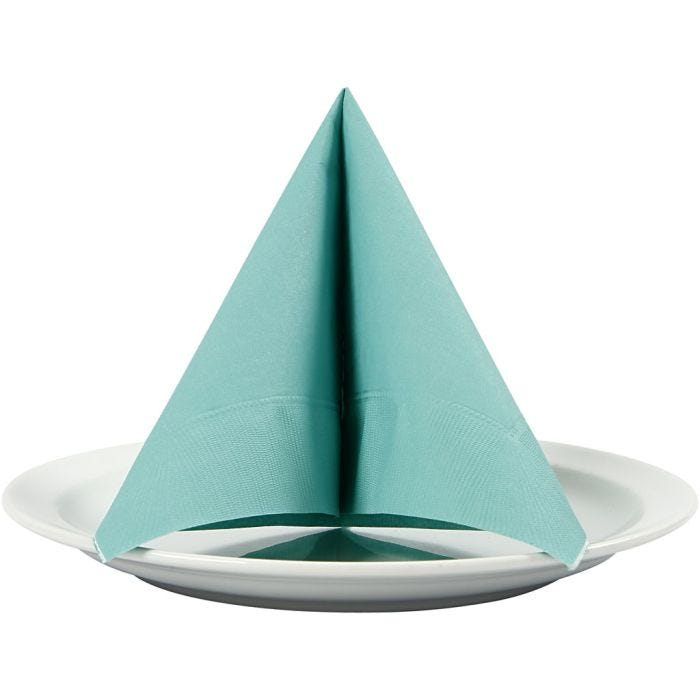 Table Napkins, white back, size 33x33 cm, light turquoise, 20 pc/ 1 pack