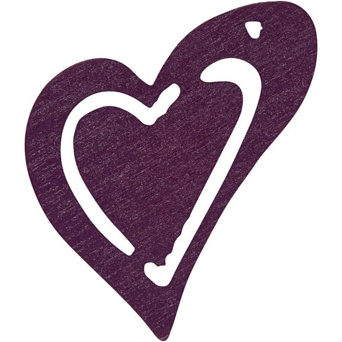 Heart, size 25x22 mm, thickness 1,7 mm, dark purple, 20 pc/ 1 pack