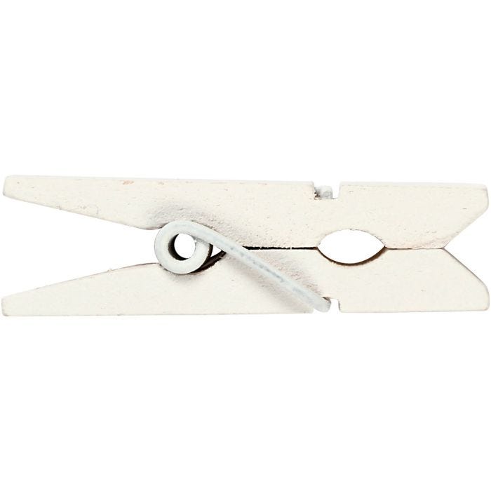 Mini Clothes Peg, size 35x7 mm, thickness 9 mm, white, 20 pc/ 1 pack