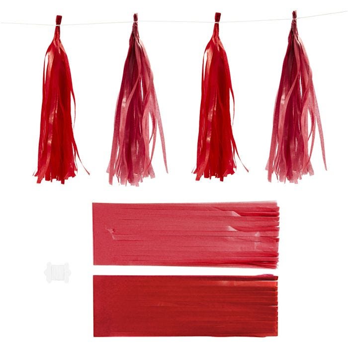Paper Tassel, size 12x35 cm, 14 g, claret/red, 12pc/ 1 pack